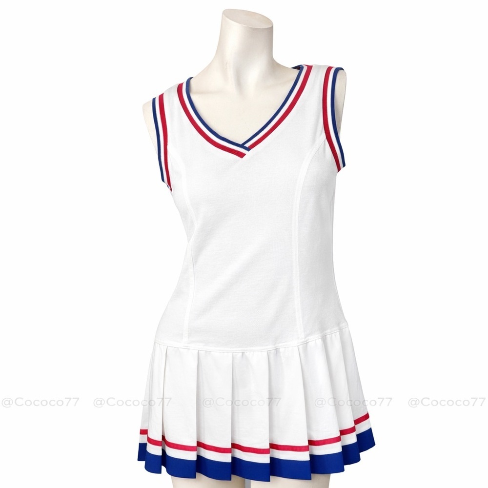 Vintage Quantum Sport Tennis Dress White Pleated Skirt dress top Trim Athletic
